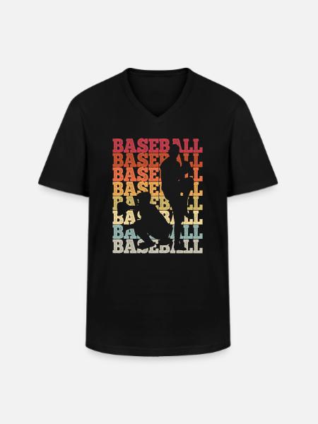 Baseball - Männer-T-Shirt mit V-Ausschnitt - Schwarz