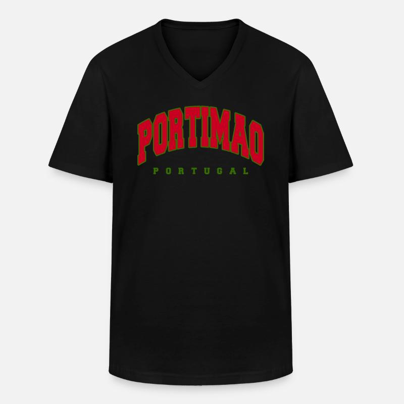 Portimão - Männer-T-Shirt mit V-Ausschnitt - Schwarz