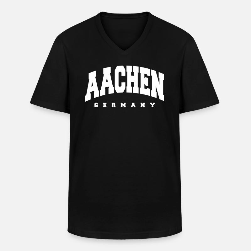 Aachen - Männer-T-Shirt mit V-Ausschnitt - Schwarz