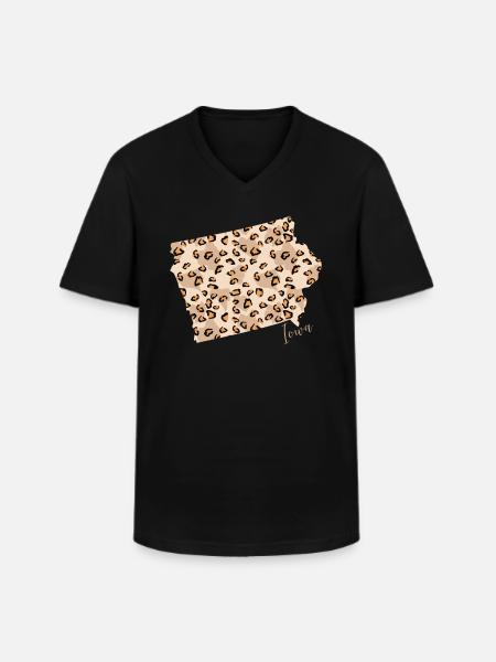 Leopard mønster kort Leo staten Iowa - Klassisk herre T-shirt med V-udskæring - sort