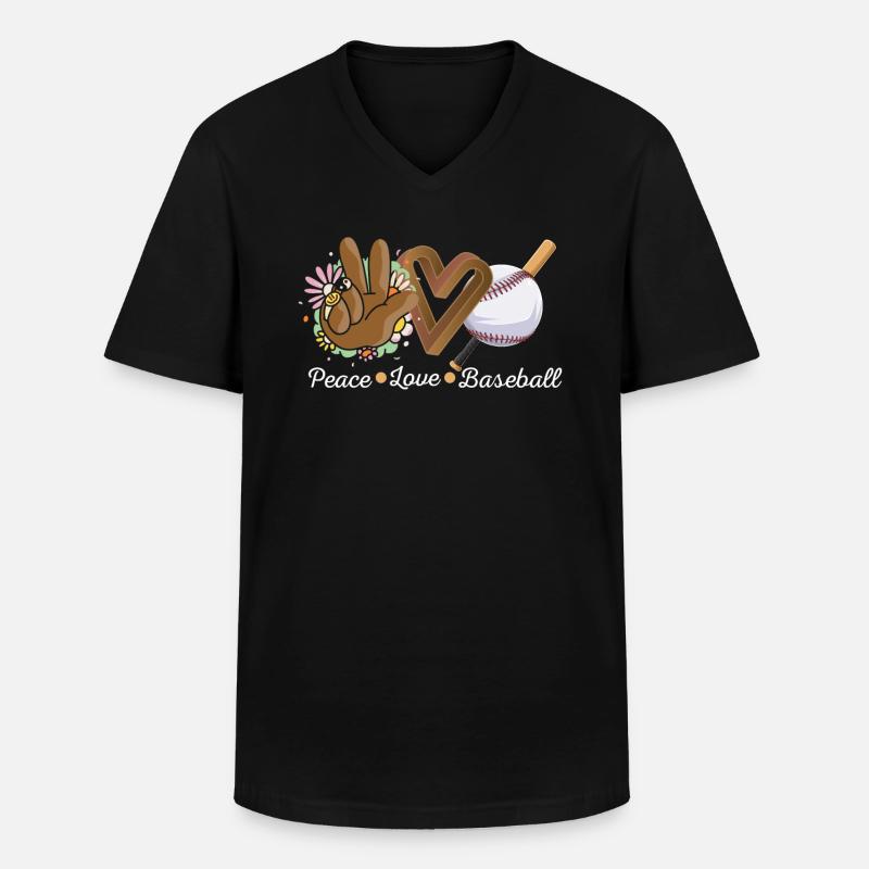 Mädchen Frieden Liebe Baseball - Männer-T-Shirt mit V-Ausschnitt - Schwarz