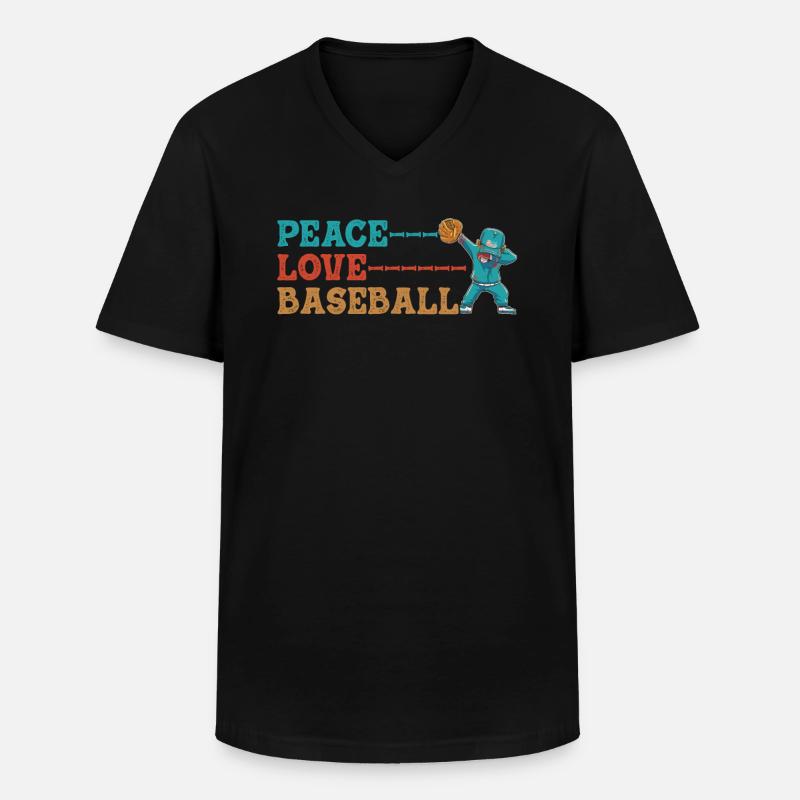 Mädchen Frieden Liebe Baseball - Männer-T-Shirt mit V-Ausschnitt - Schwarz