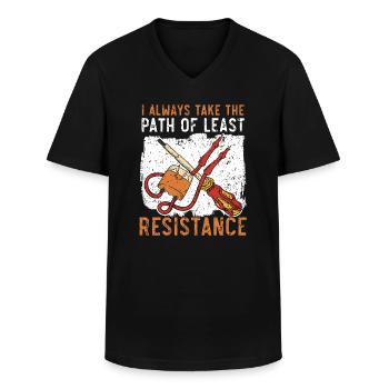 Electrician Electrical Engineer Job Electricity - Men's V-Neck T-Shirt - black - Front - AI Model Male 178 dark (178cm)