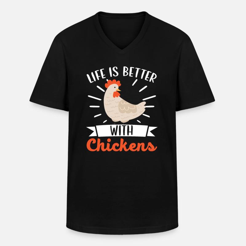 Hühnerbauer Hühnerflüsterer Bauernhoftier - Männer-T-Shirt mit V-Ausschnitt - Schwarz