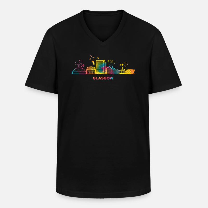 Glasgower Skyline Stadtbild Glasgow - Männer-T-Shirt mit V-Ausschnitt - Schwarz