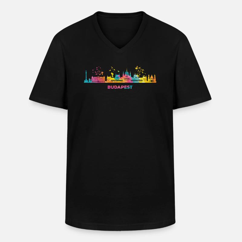 Budapester Skyline Budapest - Männer-T-Shirt mit V-Ausschnitt - Schwarz
