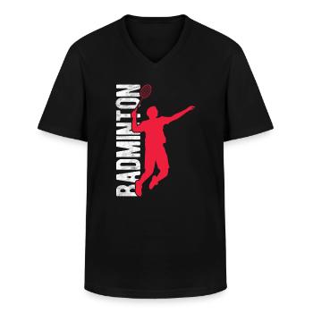 Badminton - Männer-T-Shirt mit V-Ausschnitt - Schwarz - Vorne - AI Model Male 178 dark (178cm)