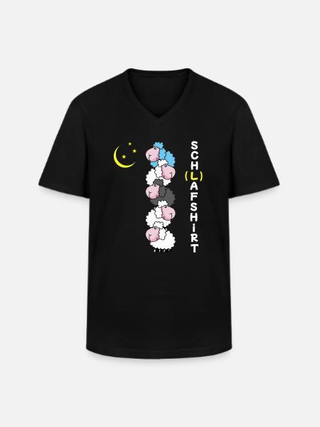 Pecora Sleep Shirt Pecora Divertente Mattina brontolone stanco - Maglietta da uomo classica con scollo a V - nero