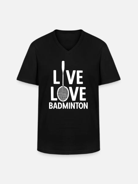 Badminton - Männer-T-Shirt mit V-Ausschnitt - Schwarz