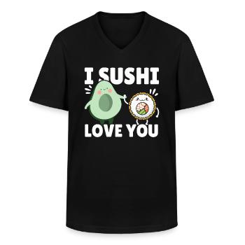 Avocado Sushi Roll Nigiri Avocado Fruit Guacamole - Men's V-Neck T-Shirt - black - Front - AI Model Male 178 dark (178cm)