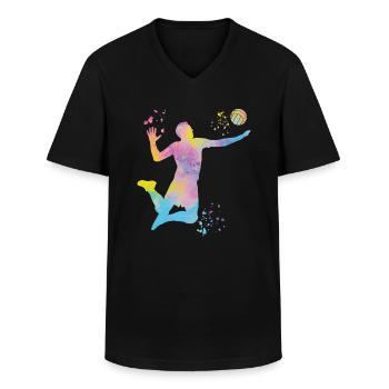Joueurs de volley-ball enfants beach-volley - T-shirt col V Homme - noir - Devant - AI Model Male 178 dark (178cm)