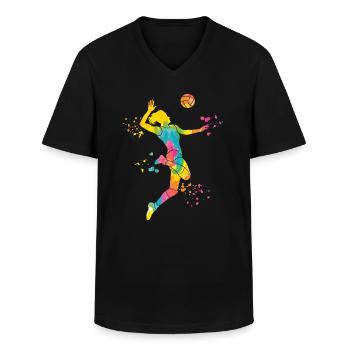 Volleyballspieler Kinder Beachvolleyball - Männer-T-Shirt mit V-Ausschnitt - Schwarz - Vorne - AI Model Male 178 dark (178cm)