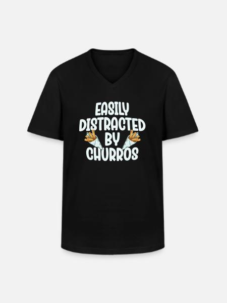 Easily distracted by churros - Men's V-Neck T-Shirt - black