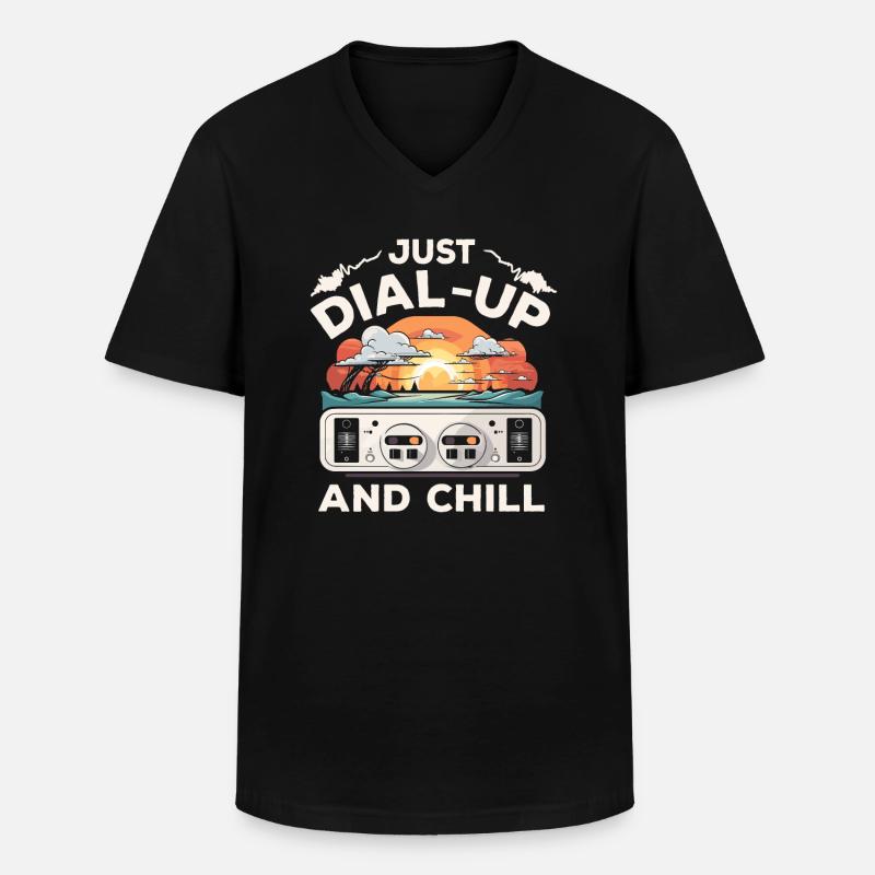 DFÜ-Internetverbindung 90er Computerwitze - Männer-T-Shirt mit V-Ausschnitt - Schwarz