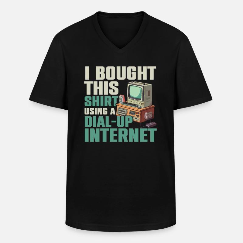 DFÜ-Internetverbindung 90er Computerwitze - Männer-T-Shirt mit V-Ausschnitt - Schwarz