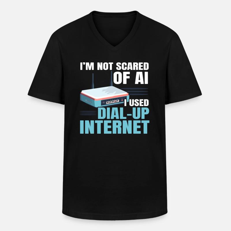 DFÜ-Internetverbindung 90er Computerwitze - Männer-T-Shirt mit V-Ausschnitt - Schwarz