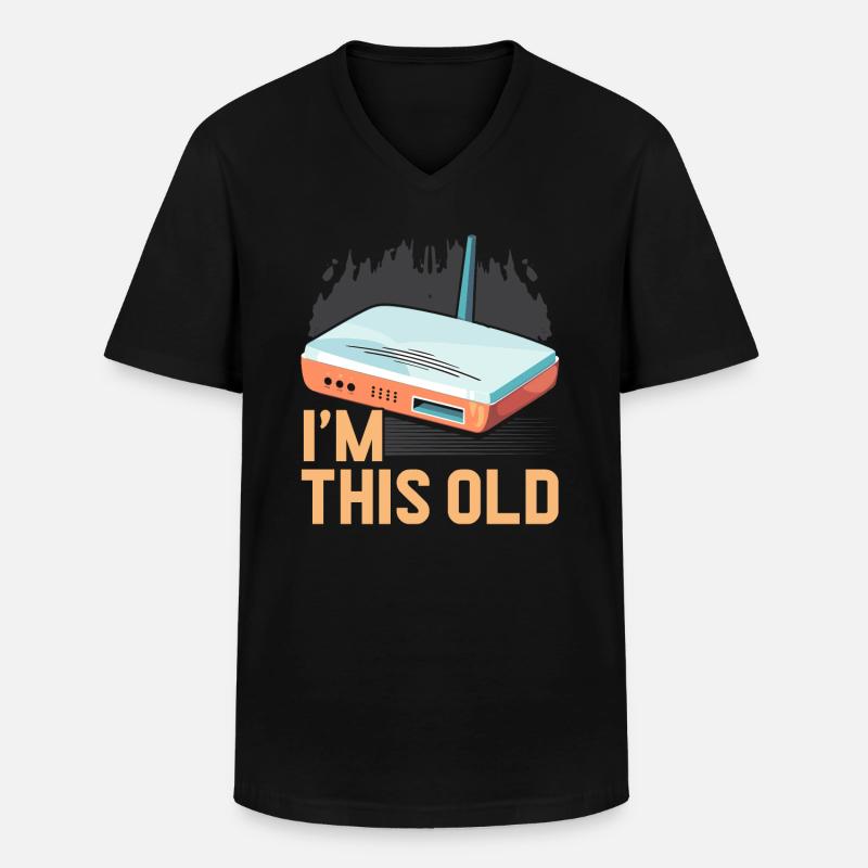 DFÜ-Internetverbindung 90er Computerwitze - Männer-T-Shirt mit V-Ausschnitt - Schwarz
