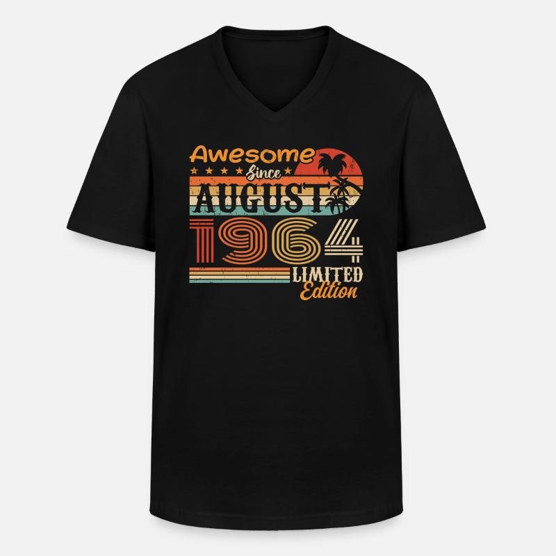 1964 August Geschenkidee August 1964 - Männer-T-Shirt mit V-Ausschnitt - Schwarz