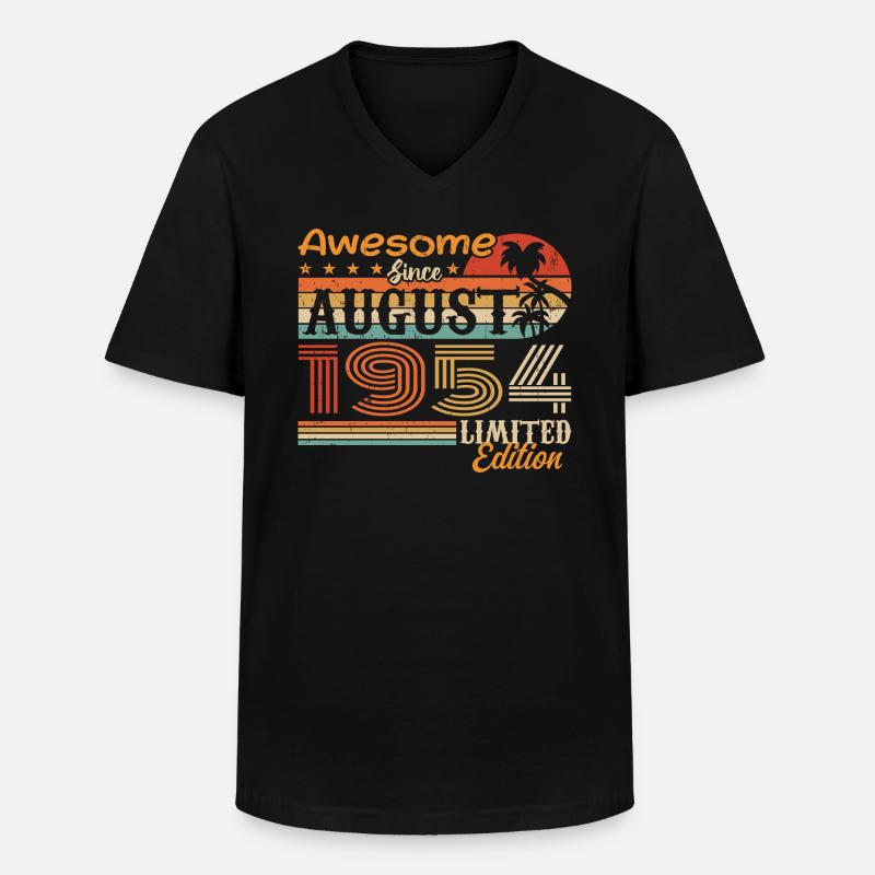 1954 August Geschenkidee August 1954 - Männer-T-Shirt mit V-Ausschnitt - Schwarz
