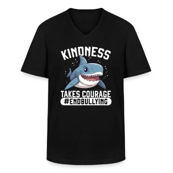Tag der Einheit, Anti-Mobbing, Mobbing-Prävention, Freundlichkeit - Männer-T-Shirt mit V-Ausschnitt - Schwarz - Vorne - AI Model Male 178 dark (178cm)
