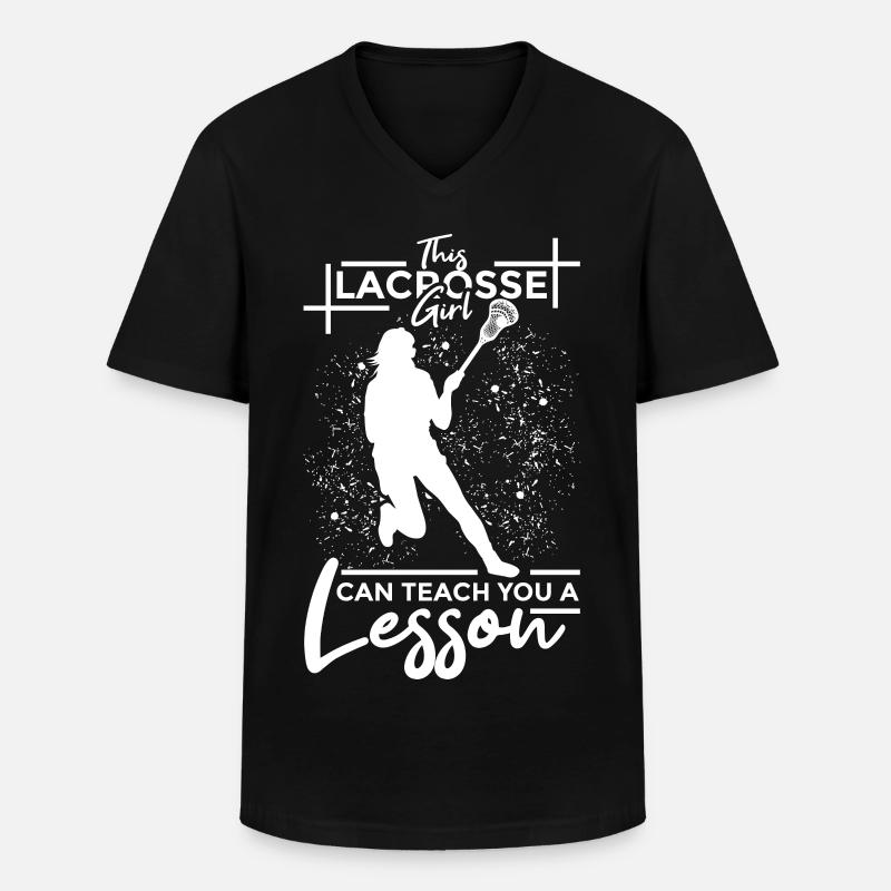 Lacrosse Mädchen - Männer-T-Shirt mit V-Ausschnitt - Schwarz