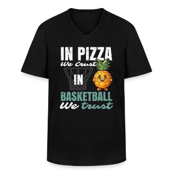 Ananas Basketball Tropisk Frugt Sommersport - Klassisk herre T-shirt med V-udskæring - sort - Foran - AI Model Male 178 dark (178cm)