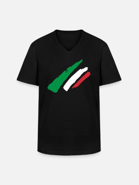 Italy flag stripe - Men's V-Neck T-Shirt - black