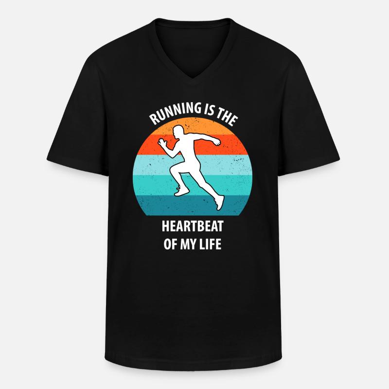 Joggen - Männer-T-Shirt mit V-Ausschnitt - Schwarz
