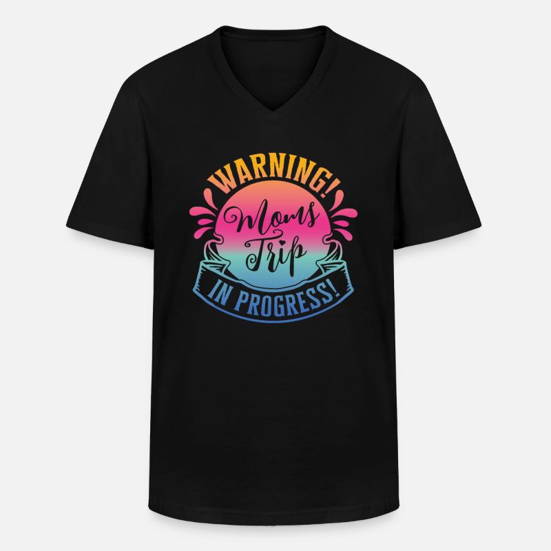 Warning moms Trip In Progress - Männer-T-Shirt mit V-Ausschnitt - Schwarz