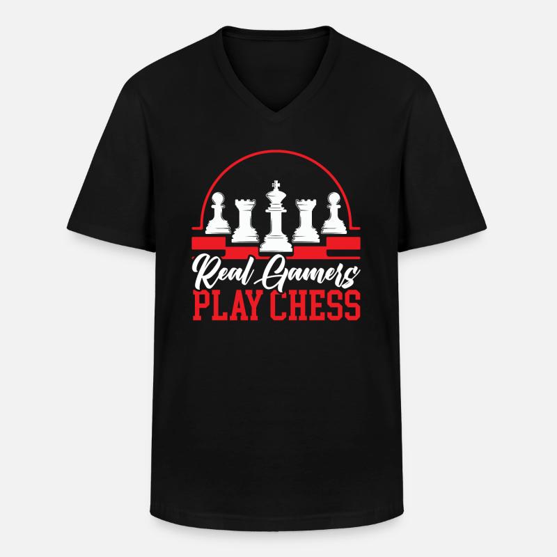 Chess Board Game Checkmate Strategy Chess Player - Men's V-Neck T-Shirt - black