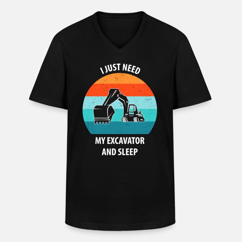 Bagger Baggerfahrer Baggerwagen - Männer-T-Shirt mit V-Ausschnitt - Schwarz