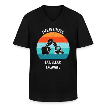 Excavatrice Excavatrice Conducteur Excavatrice Camion - T-shirt col V Homme - noir - Devant - AI Model Male 178 dark (178cm)