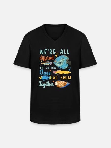På denne hold svømmer vi sammen autisme autistisk - Klassisk herre T-shirt med V-udskæring - sort