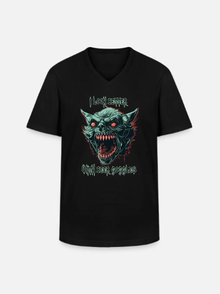 Dämonen-Ghul-Bierbrille - Männer-T-Shirt mit V-Ausschnitt - Schwarz