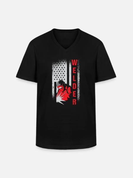 Welder USA Flag Patriot Welding - Men's V-Neck T-Shirt - black