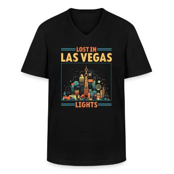 Las Vegas State Nevada USA America United States - Men's V-Neck T-Shirt - black - Front - AI Model Male 178 dark (178cm)