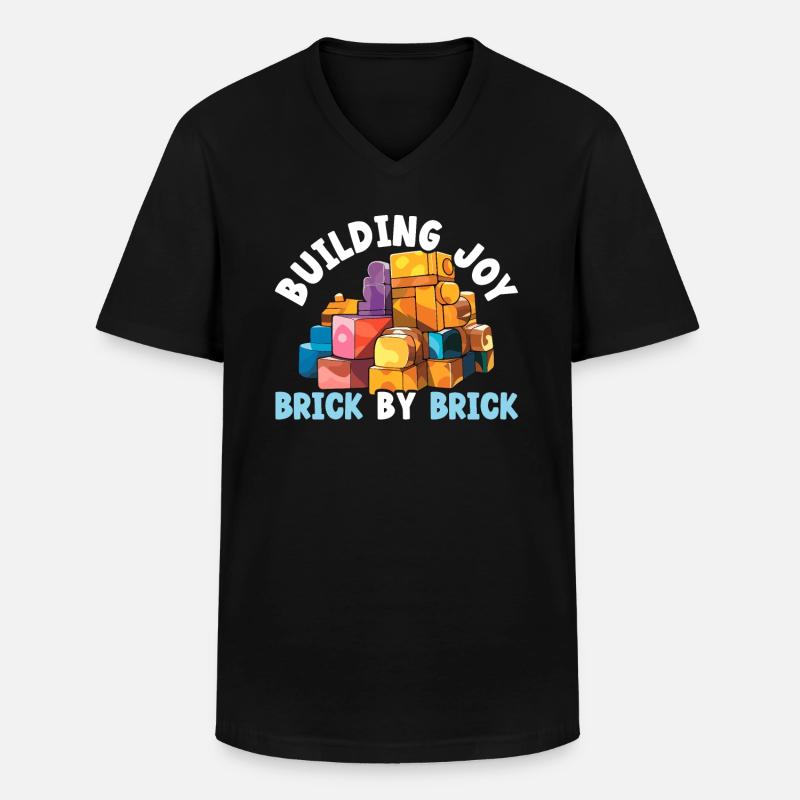 Master Builder Bricks Blöcke Spielbausteine - Männer-T-Shirt mit V-Ausschnitt - Schwarz