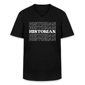 Historien, Antiquaire, Historiographe - T-shirt col V Homme - noir - Devant - AI Model Male 178 dark (178cm)
