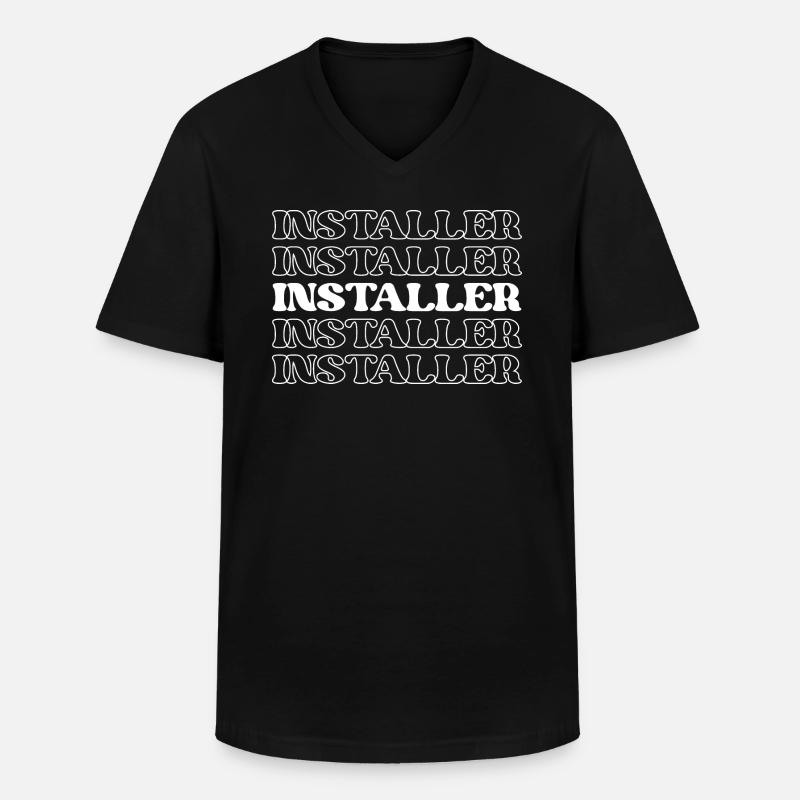 Installatore Tecnico Installatore Assemblatore Fixer - Maglietta da uomo classica con scollo a V - nero