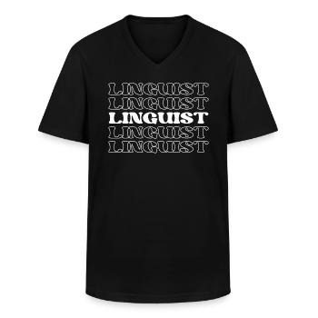 Linguist Sprachexperte Sprachspezialist - Männer-T-Shirt mit V-Ausschnitt - Schwarz - Vorne - AI Model Male 178 dark (178cm)