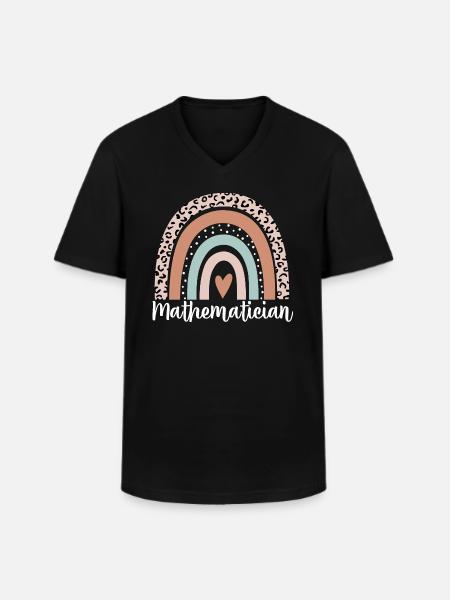 Mathematician Rainbow Leopard Funny Mathematician - Men's V-Neck T-Shirt - black