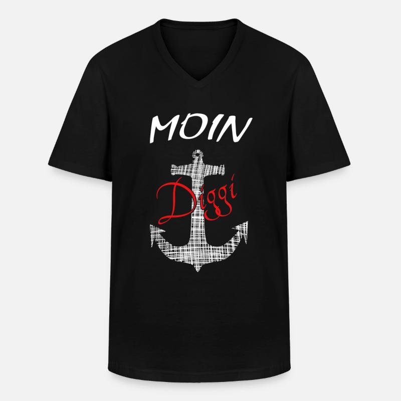 Anker Moin Diggi - Männer-T-Shirt mit V-Ausschnitt - Schwarz