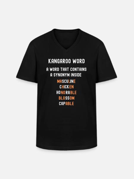 Kangaroo words synonym grammar - Men's V-Neck T-Shirt - black