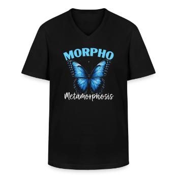 Butterfly Lover Insect Bug Blue Morpho Butterfly - Men's V-Neck T-Shirt - black - Front - AI Model Male 178 dark (178cm)
