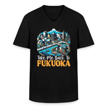 Fukuoka Japan Country Travel Vacation Japanese - Men's V-Neck T-Shirt - black - Front - AI Model Male 178 dark (178cm)