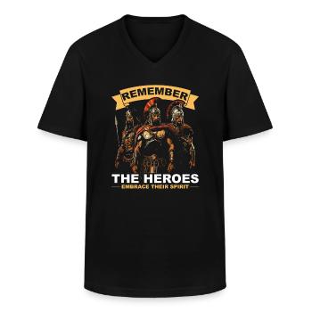 Guerre de Troie Guerrier Grèce antique Mythologie grecque - T-shirt col V Homme - noir - Devant - AI Model Male 178 dark (178cm)