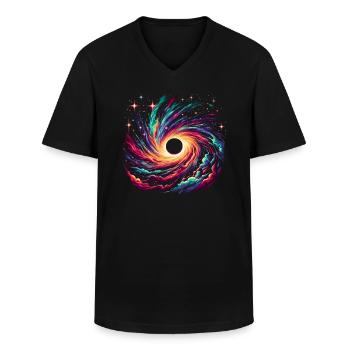 Astronom Astronom Schwarzes Loch Weltraumuniversum - Männer-T-Shirt mit V-Ausschnitt - Schwarz - Vorne - AI Model Male 178 dark (178cm)