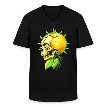 Crâne de citron // Crâne Citron // Citron vert FS0060 - T-shirt col V Homme - noir - Devant - AI Model Male 178 dark (178cm)