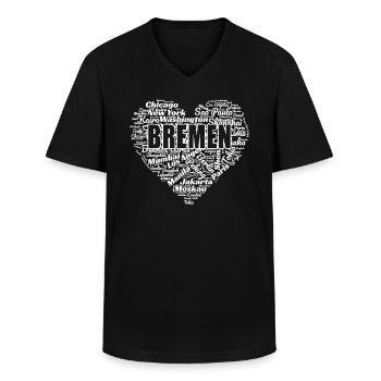 BREMEN - Men's V-Neck T-Shirt - black - Front - AI Model Male 178 dark (178cm)