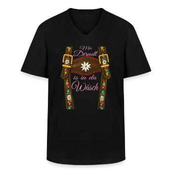Lausbua Lausmadl Herren Lederhose Ersatz Lederhosn - Männer-T-Shirt mit V-Ausschnitt - Schwarz - Vorne - AI Model Male 178 dark (178cm)